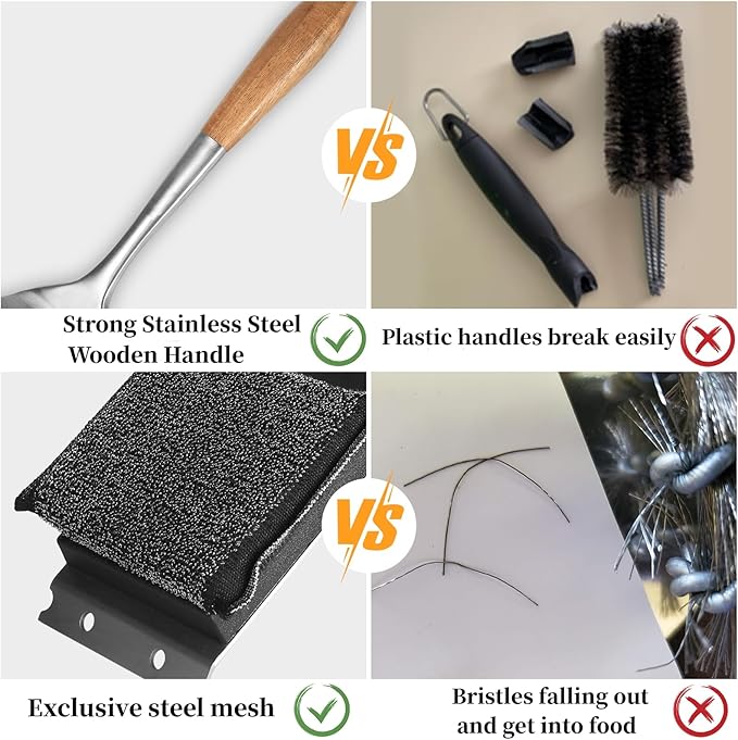 XUDAKAIXIN Grill Brush Bristle Free,Unique Steel Fibers Pad [Safe & Efficient] Perfect for Any Grill/Flat Tops Griddles,Safe Grill Cleaner for Outdoor Grill,Gifts for Men/Dad