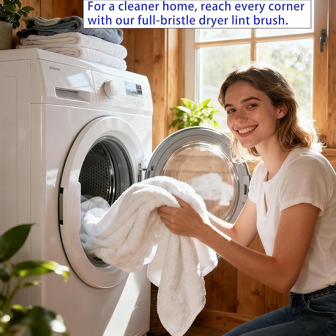 Full-Bristle Dryer Vent Cleaner Brush - 29.52 Inch Flexible Lint Brush for Dryer Vent, Refrigerator Coil Cleaning Brush, Long Handle Dust & Pet Hair Remover for Trap and Duct, Home Essential
