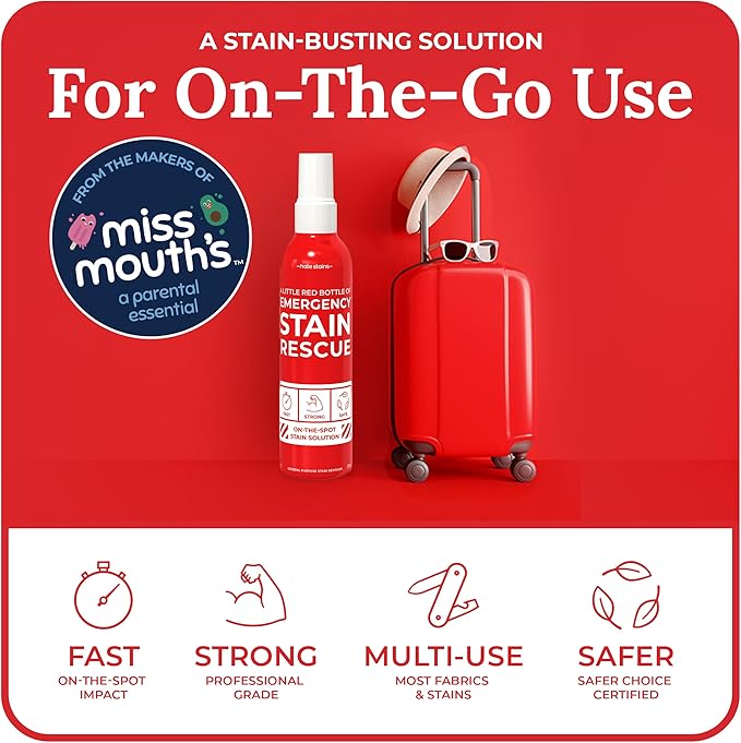 Emergency Stain Rescue Stain Remover Spray - For Wine & Coffee - Blood Stain Remover Clothes & Laundry - Carpet Cleaner Spray with No Added Phosphates - 2 x 4 Fl Oz