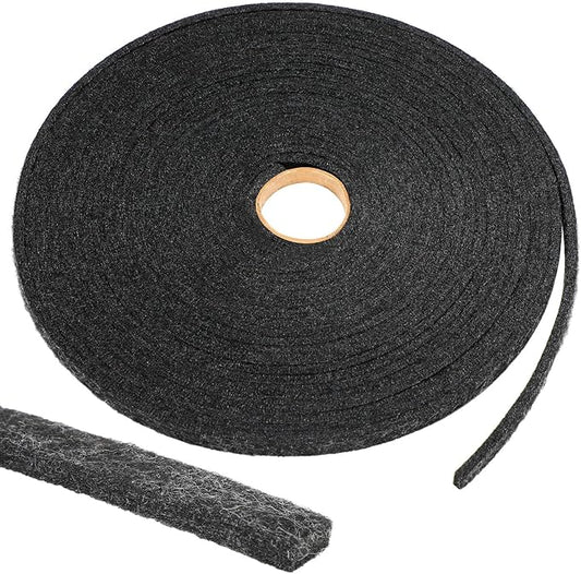 Pangda Nail on Felt Weatherstrip 3/8 Inch x 3/16 Inch x 33 ft Winter Gray Weather Stripping for Doors and Windows Brush Door Sweep Draft Dust Stopper Sliding Seal