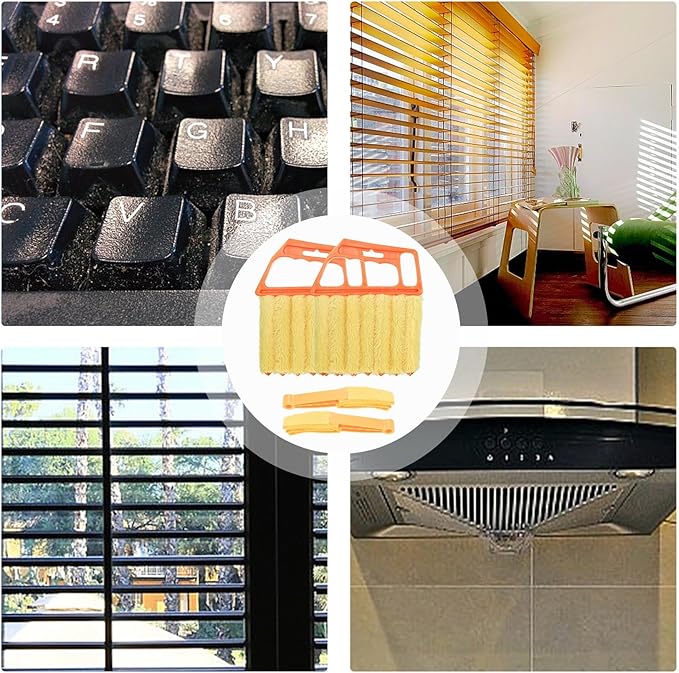 4pcs Window Venetian Blind Cleaner Duster Tool, Include 2pcs 7 Finger Blind Duster Brush & 2pcs Shutter Cleaner Brushes, Blinds Cleaning Brush Tool for Blinds Air Conditioner Vent Keyboard