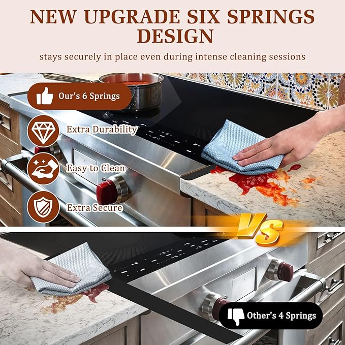 Stainless Steel Stove Gap Covers - Oven Gap Filler Kit 25.4" Between Stove & Counter Top - Heat Resistant Slide-in Range Trim Guard for Seamless Kitchen Accessories Easy Clean