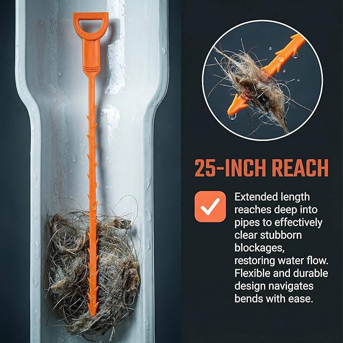 20 Inch Snake Drain Hair Removal Tool,Hair Drain Cleaner Tool, Hair Cather Shower Drain Tool, Drain Auger hair Cleaning Tool for Shower Kitchen Sink Bath Tub Bathroom(6 Pack)