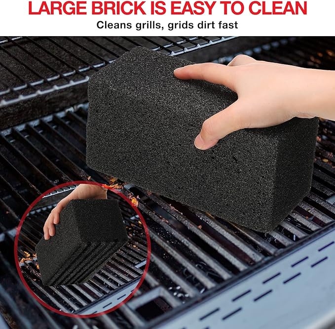 10 Pieces Commercial Grade Grill Cleaning Brick Bulk Heavy Duty Pumice Stone Brick Cleaning Grill Stone Reusable for Home Restaurant Griddles, Flat Top and BBQ Grates Outdoor Cleans(Black)