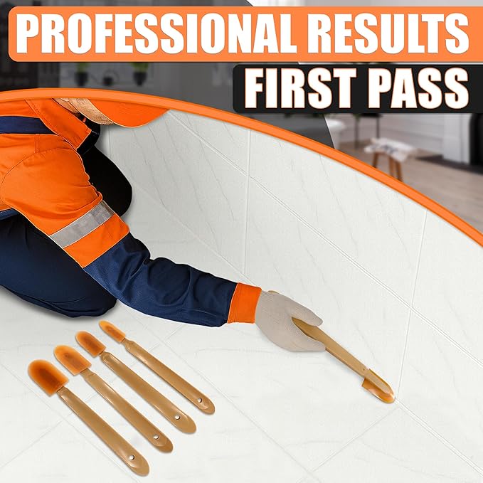 Caulking Tool Kit – 4 PCs Flexible Silicone Caulk Tool Set, Assorted Sizes Caulking Spatula Set for Smooth Professional Seal Lines – Non-Scratch Finish for Bathroom, Kitchen, Windows Repairs Projects