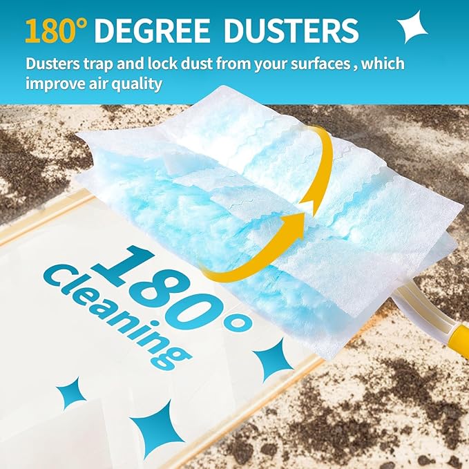 30 Count Microfibre Feather Duster Refills Compatible with Swiffer Dusters, Disposable Static Dust Removal Refills, Multi-Surface Duster with 1 Pcs Short Handle(Unscented, Pack of 1)