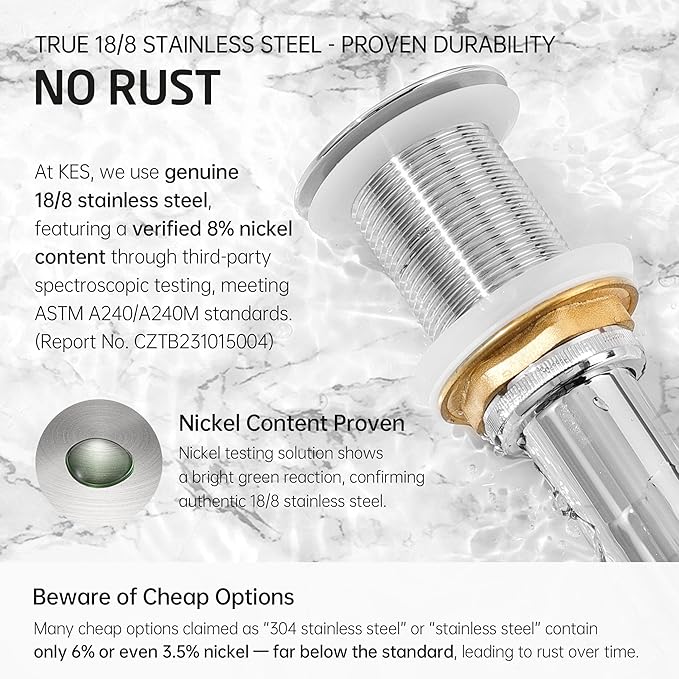 KES Bathroom Sink Grid Drain Without Overflow, Faster Drainage with Anti-Clog Grid, Polished Chrome Vanity & Vessel Drain Strainer, Solid Stainless Steel & Brass, S2021D-CH