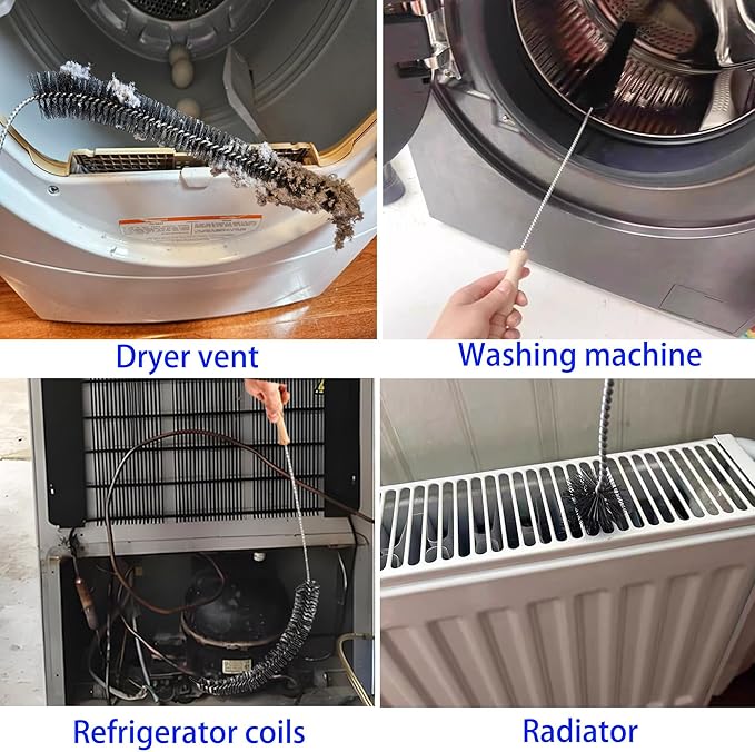 10PCS Dryer Vent Cleaner Kit, Flexible Brush with 8 Attachments & Microfiber Cloth for Deep Cleaning Lint/Dust in Dryer, Washer, Duct, Vent, Filter & Narrow Gaps of Kitchen Appliances