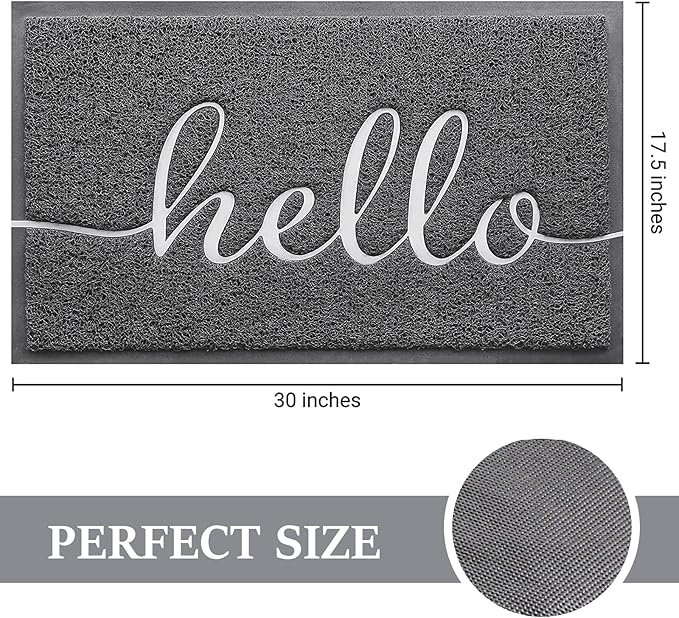 Door Mat (30"x17.5",Dark Grey), Welcome Mat Low Profile Front Doormat Non Slip Mats for Entryway, Patio, High Traffic Areas