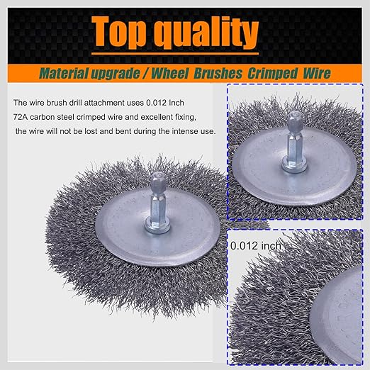 20 Pack Wire Brush Wheel for Drill Set, Wire Brush for Drill 1/4 Inch Hex Shank 0.012 inch Coarse Carbon Steel, Wire Wheel for Drill for Cleaning Rust and Abrasive,Wire Brush Drill Attachment
