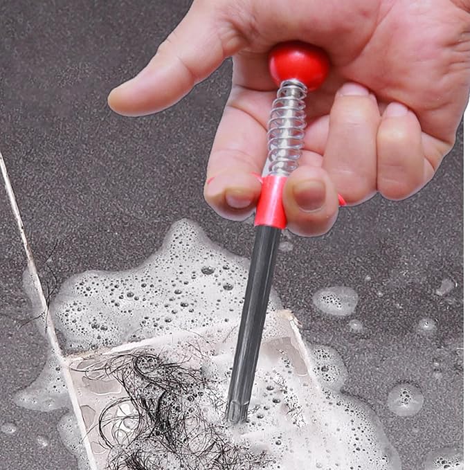 Upgraded Drain Snake 61" with Hook, Plumbing Snake Auger Tool, Sink Snake Drain Clog Remover for Bathroom Sink, Shower, Kitchen, Bathtub, Multi-Size with Grip, Flexible for Tight Spaces Industrial Use