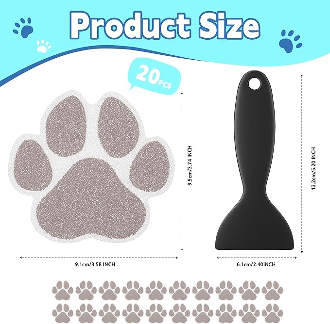 20 PCS Original Non-Slip Bathtub Stickers, Large Safety Bathroom Tubs Showers Treads Adhesive Decals with Scraper
