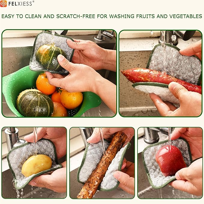 2026 New Double Side Non Scratch Wire Dishcloths,Multipurpose Wire Dishwashing Rags for Wet and Dry, Reusable Metal Dish Cloth,Wire Miracle Cleaning Cloths for Kitchen(Silver 10Pcs)