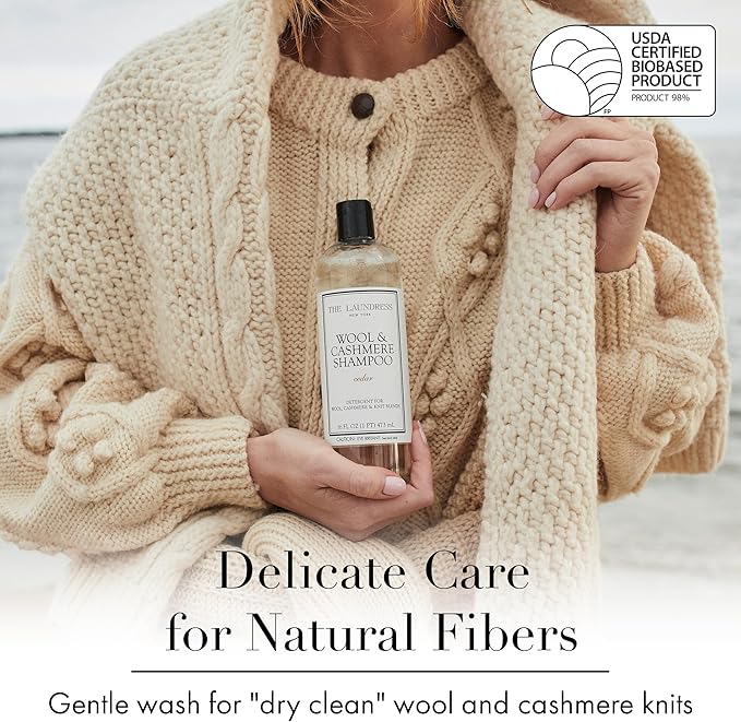 The Laundress Wool & Cashmere Shampoo, Double Concentrated, Cedar Scent, Wool Detergent, Wool wash, Cashmere Shampoo, 16 Fl Oz (Pack of 2)