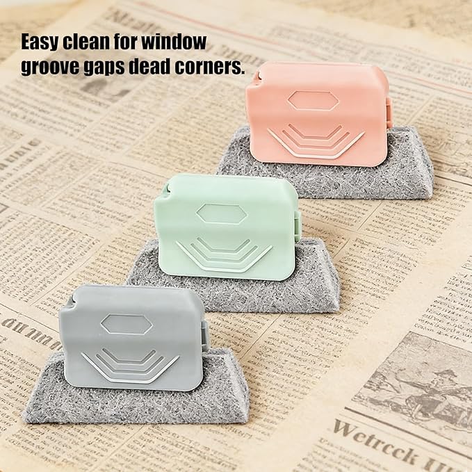 Efficient 3PCS Window Track Cleaner Set, Handheld Brushes for Deep Cleaning Window Grooves, Tile Lines, Shutters, and Car Vents (Green)