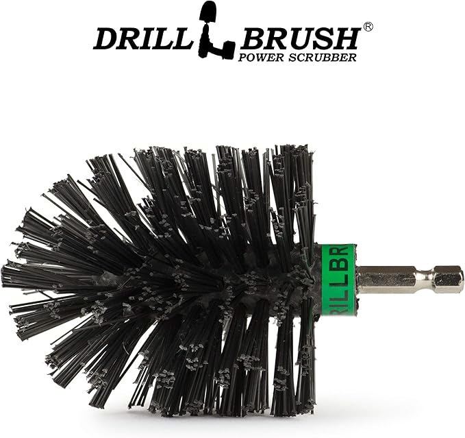 Ultra Stiff Black Electric Spin Scrubber - BBQ Cleaning - Industrial Power Scrubber for Drill - Safe Grill Cleaner - Wire Brush for Drill Alternative - Concrete Scrubbing Brush - Outdoor Cleaning Tool