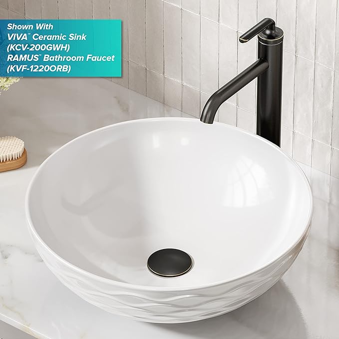 KRAUS Bathroom Sink Pop-Up Drain Assembly in Oil Rubbed Bronze for Vessel Sinks and Sinks without Overflow, with Extended Thread for Thicker Countertops,PU-L10ORB
