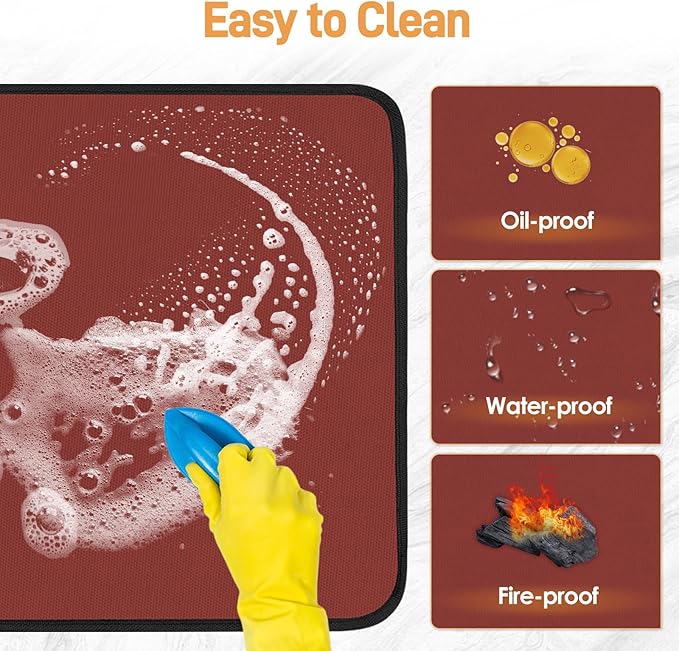 15x18in Heat Resistant Grill Mats for Outdoor Grill to Protect Your Prep Table and Outdoor Grill Table - Fire Proof & Water Proof & Oil Proof BBQ Mat - Red (1mm)