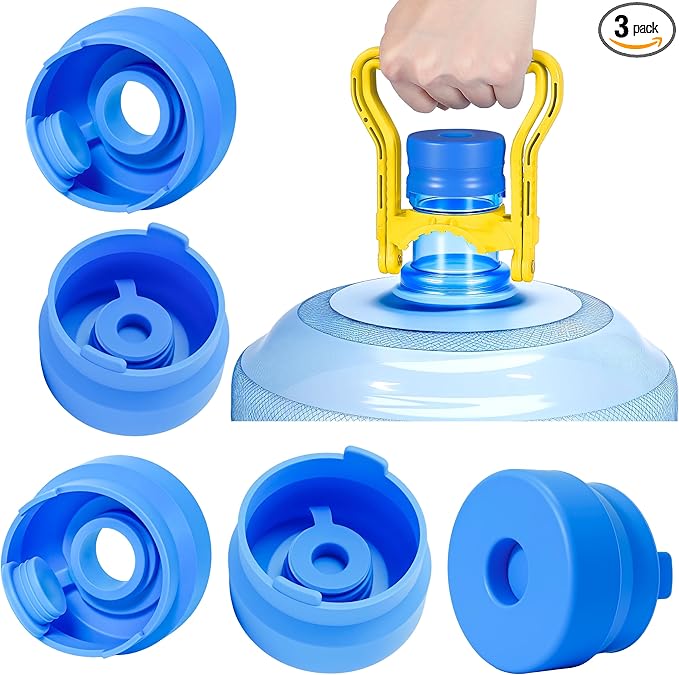 (3 Pack) 5 Gallon Water Jug Cap,Silicone Reusable Replacement Cap, Non Spill Bottle Caps for 55mm Bottle Water Dispenser Caps