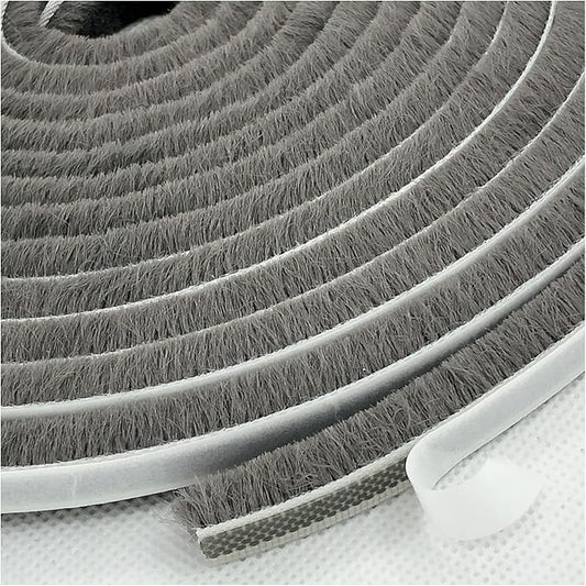 Weather Stripping Brush for Sliding Windows/Doors Frame Side,Pile Self Adhesive Weatherstrip Seal Strip Sealer Draft Stoppers (33ft x11/32 Backing x 11/32 Brush inch, Grey)