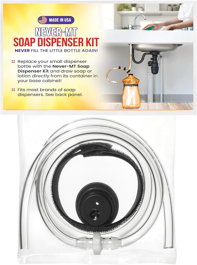 The Original Soap Dispenser Conversion Kit - Made in The USA - Kitchen Sink Extension Tube Kit - Never Fill The Little Bottle Again!
