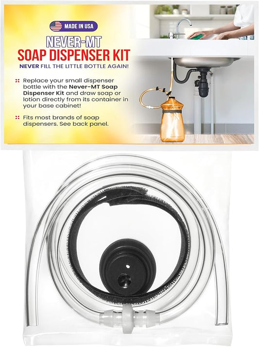 The Original Soap Dispenser Conversion Kit - Made in The USA - Kitchen Sink Extension Tube Kit - Never Fill The Little Bottle Again!