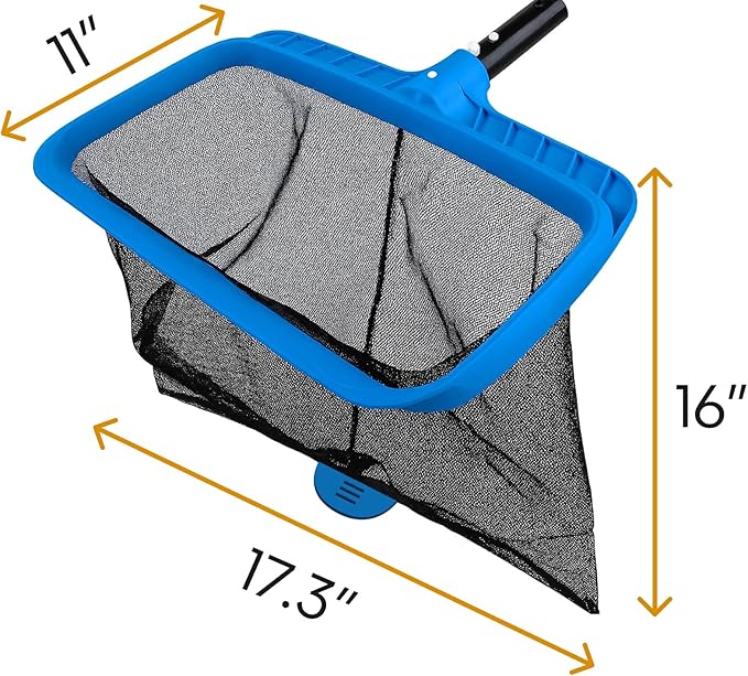 Pool Skimmer Net for Cleaning – Heavy Duty Deep Mesh Pool Net Skimmer - Fine Leaf Rake Net for Swimming Pools, Ponds - Strong Frame - Fits Standard Pool Poles (Net Only, No Pole) - Blue