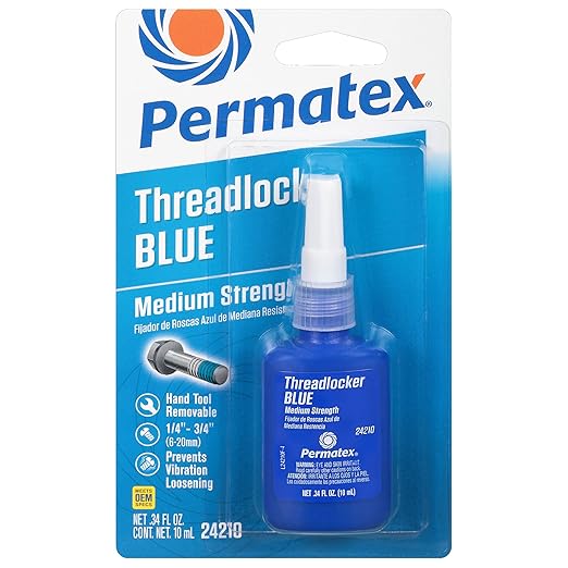 Permatex 24210 Medium Strength Threadlocker Blue, 10 ml, Automotive Threadlocker For Preventing Bolts From Loosening And Corrosion, Removable With Hand Tools