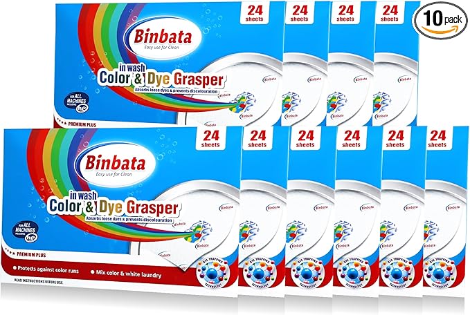 Binbata Color Grasper for Laundry 240 Count, Fragrance Free Dye Catcher Essential for Home Use, Dye Guard Grabber Sheets for Laundry in-Wash Sheets