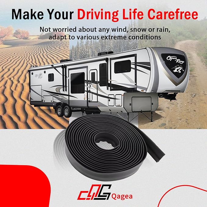 Qagea 018-546 RV Slide Out Clip Rubber Seal Weather Stripping with 2 Wiper is Suitable for RV Camper Door Window Channel (15 Ft)