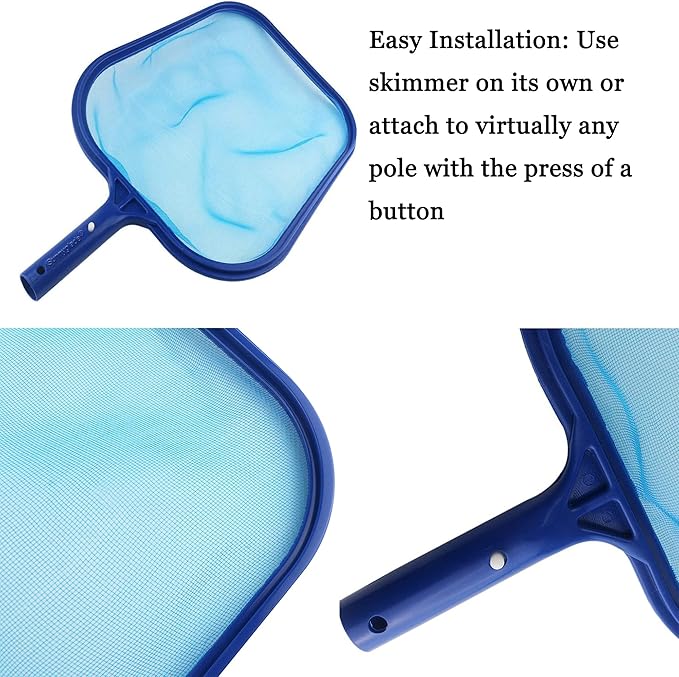 Sunnyglade Swimming Pool Cleaner Supplies/Professional Heavy Duty Pool Leaf Rake Fine Mesh Frame Net/Cleaning Leaf Skim Net (17.5x11.8in) (Pack of 2)
