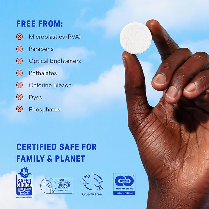BLUELAND Laundry Detergent Tablets, 36 Count, Spring Bloom Scent, Plastic-Free Eco-Friendly Pods, Sheets, Liquid Alternative - Safe for Sensitive Skin, Gentle