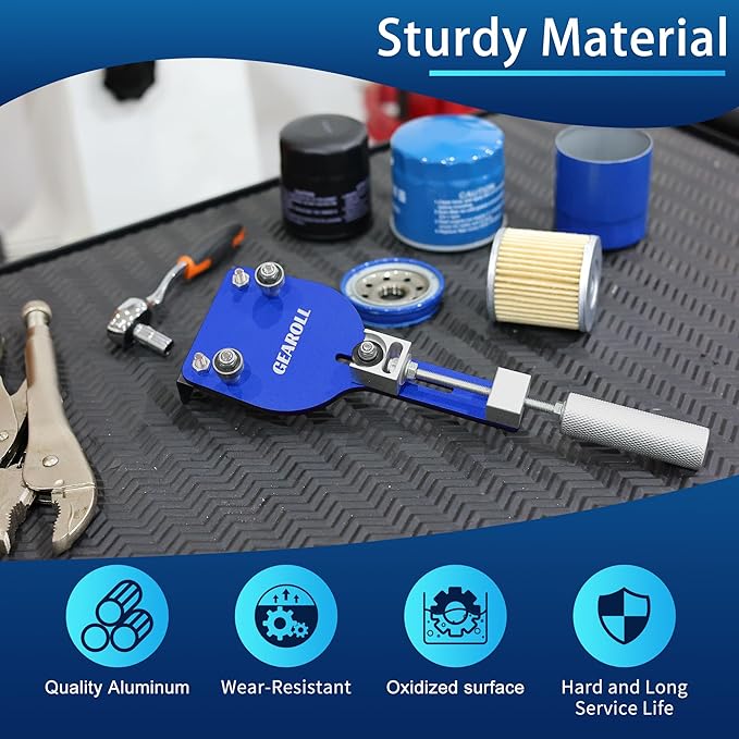 77750 Oil Filter Cutter Tool with Vise Jaw Plate, Oil Filter Cutter Cutting Tool for Filter Cutting Range 2-3/8" to 5" (Blue)