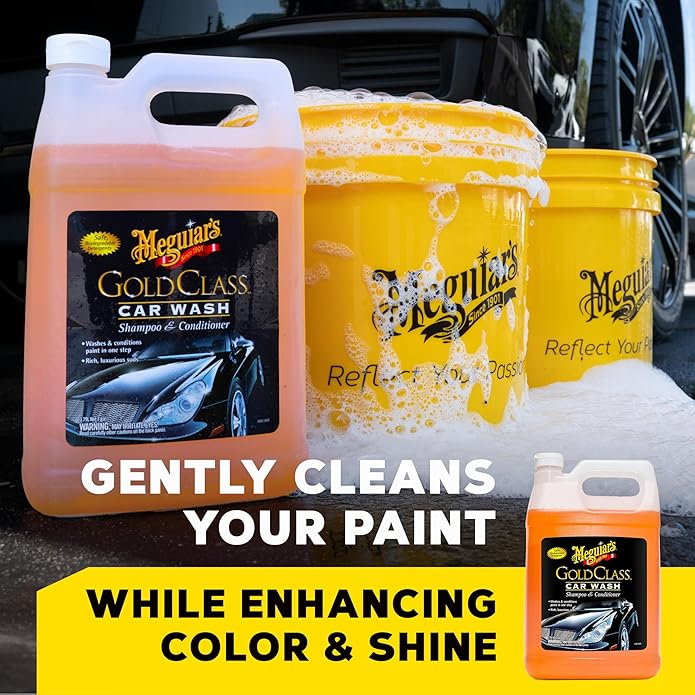 Meguiar's Gold Class Car Wash – Premium Foaming Car Wash Soap, High Gloss Finish, Safe for Clear Coats, Deep Cleans without Removing Waxes, Car Detailing Supplies for Cars, Trucks & SUVs – 1 Gal