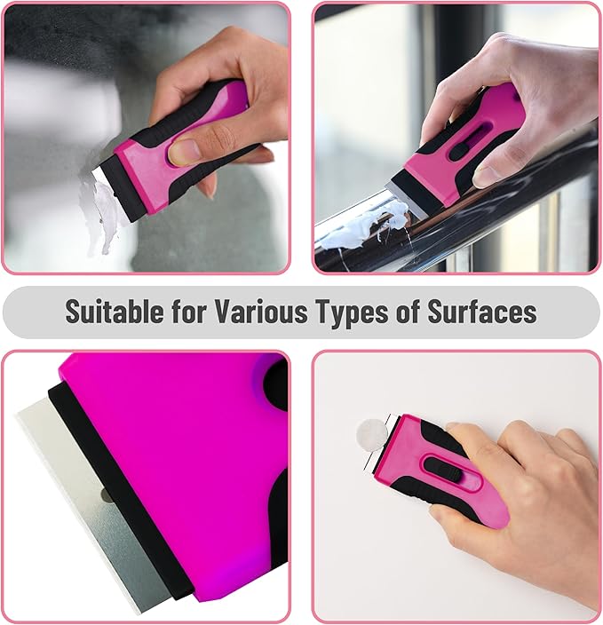 Bates- Razor Blade Scraper Tool, 2 Pack, 30 Extra Stainless Steel Blades, Anti-Slip Ergonomic Handle Design, Razor Scraper Set for Cleaning Window, Paint, Oven, Glass, Stove