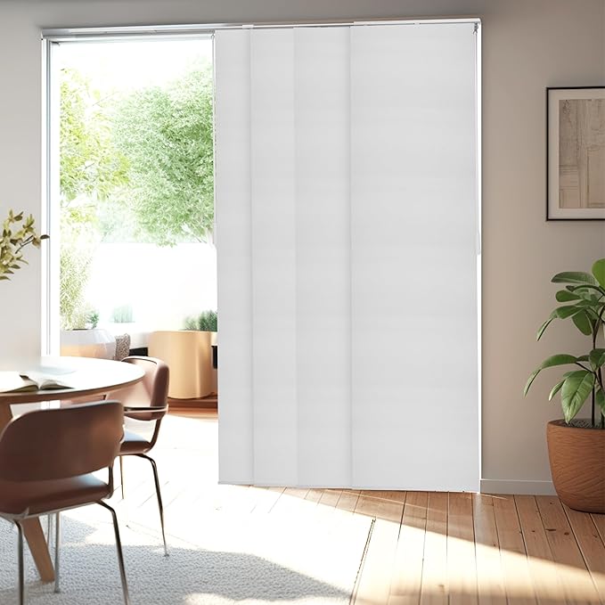 CHICOLOGY Blinds for Sliding Glass Doors , Vertical Blinds for Patio Doors , Room Divider ,Skyrise White (Light Filtering) W:46-86 x H: 0-96 inch
