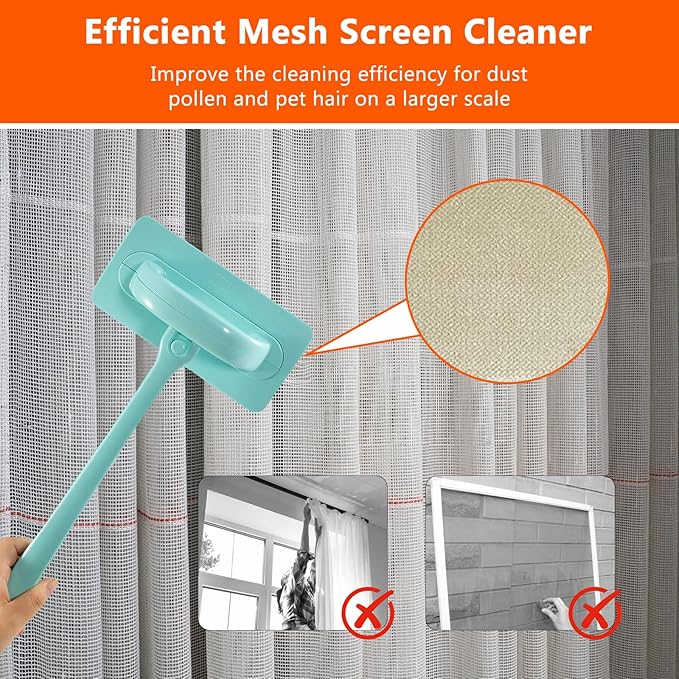Window Screen Cleaner and Groove Cleaning Brush, Mesh Screen Cleaning Brush and 3 PCS Hand-held Magic Window Track Cleaning Tools for Sliding Door, Sill, Tile Lines, Shutter, Car Vents
