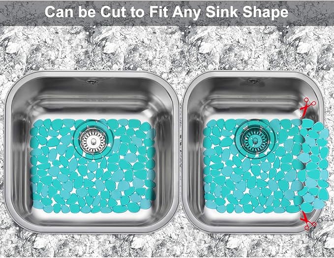 Yolife Pebble Sink Mats for Stainless Steel & PorcelainSink, PVC Sink Saddle Protectors Kitchen Sink Mat, Dishes and Glassware (Green,2 Pack)