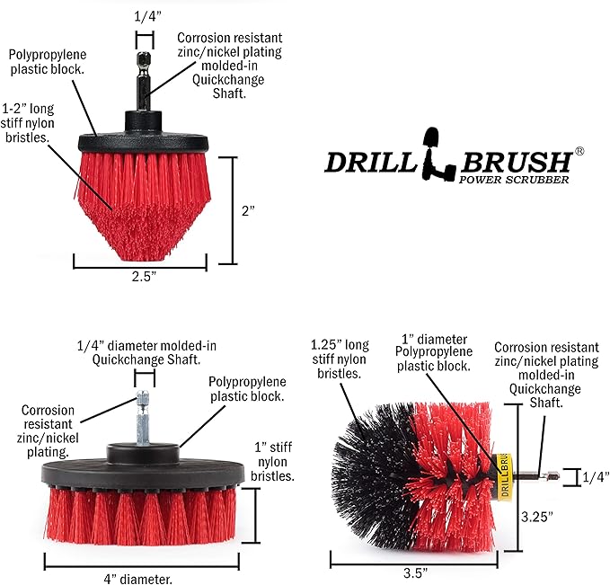 Outdoors Cleaning and Scrubbing Brush - Wood Cleaning Brush - Concrete Cleaner Tool - Deck Brush - Rust Stain Remover - Brick Cleaner Brush Set - Stiff Bristle Outdoor Cleaning Brush - Patio Cleaner