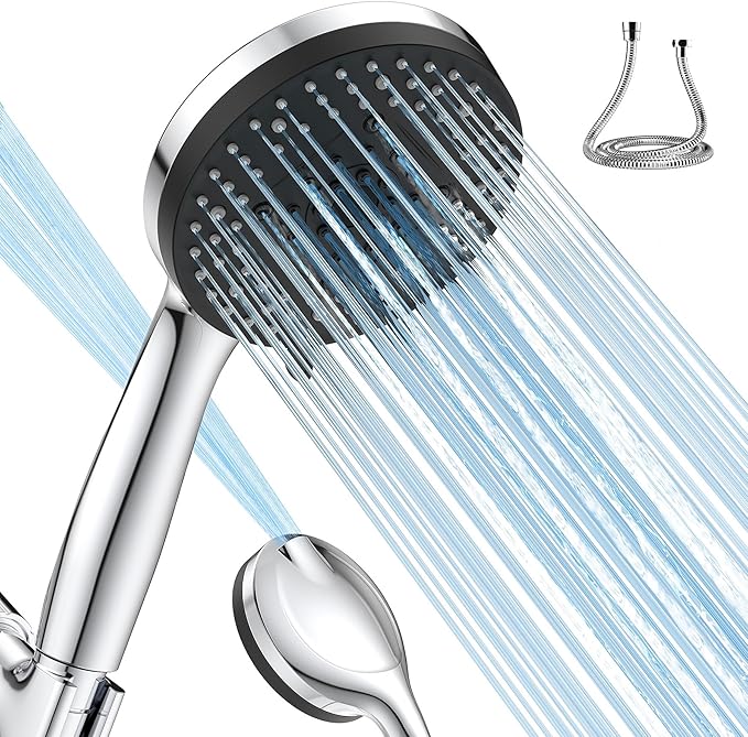 VOXON Shower Head High Pressure 10 Functions, Built-in 2 Power Wash Mode to Clean Corner, Non-Clogging Nozzles, Leakproof Stainless Steel Hose&Adjustable Bracket,for Man, Women, Pet