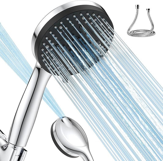 VOXON Shower Head High Pressure 10 Functions, Built-in 2 Power Wash Mode to Clean Corner, Non-Clogging Nozzles, Leakproof Stainless Steel Hose&Adjustable Bracket,for Man, Women, Pet