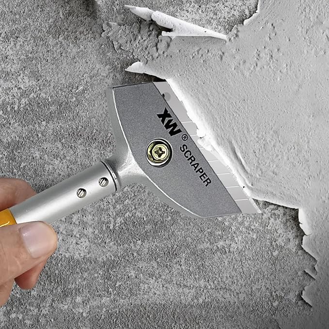 XW Razor Blade Scraper with Adjustable Handle, 23" Long Handle Heavy Duty Floor Scraper, Extra 10 PCS Blades Included