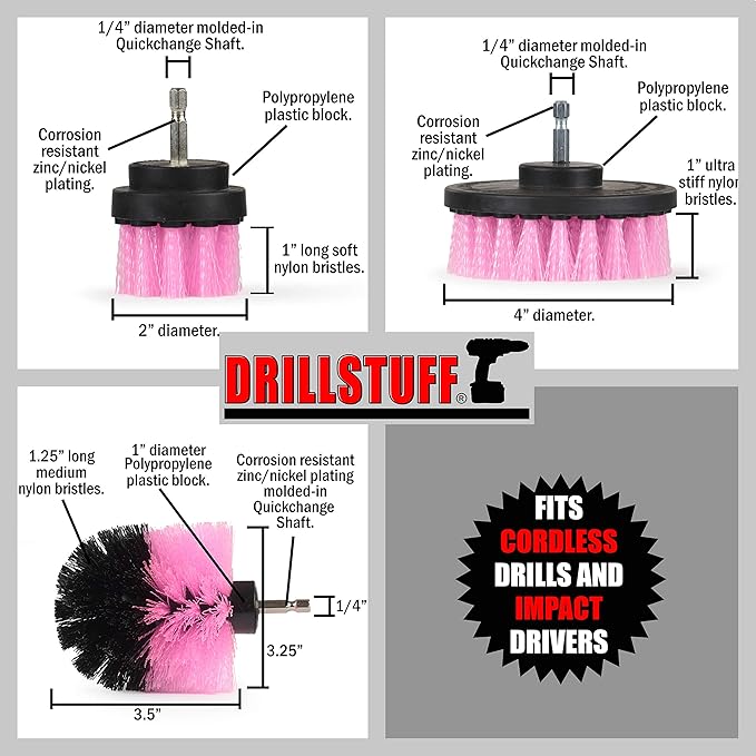Cleaning Supplies - Bathroom Accessories - Drill Brush - Shower Cleaner - Tile Scrubber - Bathtub Scrub Brush - Bath Mat - Sink - Shower Door - Grout Cleaner Brush - Flooring - Porcelain - Fiberglass