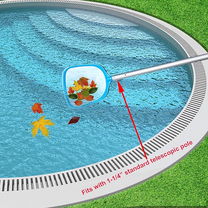 ATIE Pool Spa Leaf Skimmer Net with White Ultra Fine Mesh with 4" Deep Pocket Great for Removing Leaves & Debris in In-Ground Pool Spa and Above Ground Pool, Inflatable Pool, Hot Tub, and Fountain