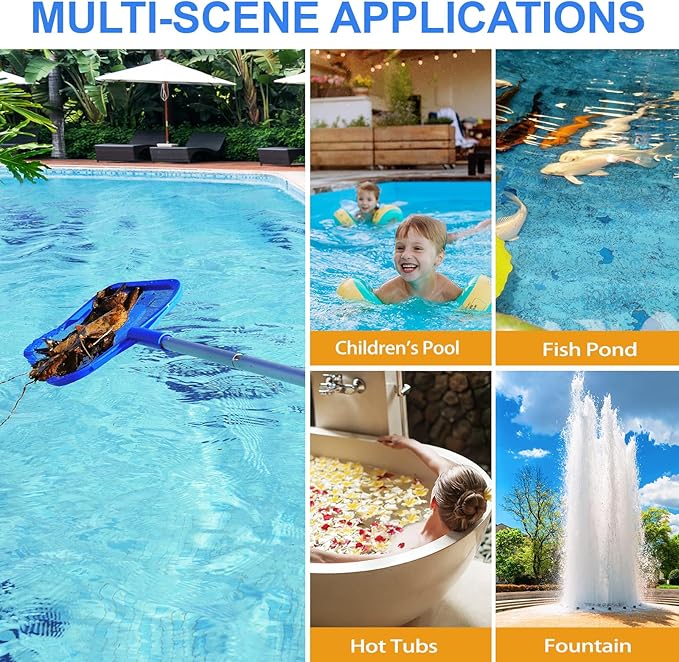 Pool Skimmer - Pool Skimmer Net with 8 Section Adjustable Telescopic Aluminum Pole, 23''- 87'', Pool Net Skimmer Rake with Ultra Fine Mesh , Pool Leaf Skimmer for Swimming Pools, Spas, Hot Tubs