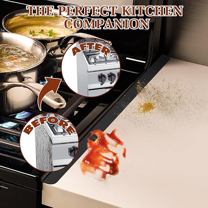 2 Pack Expandable Stainless Steel Stove Gap Covers (13.8"-27.6"), Retractable Fill the Gap Between Stove & Counter Top with Heat Resistant Range Trim & Guard, Slide-in Seamless Kitchen Accessory Kit