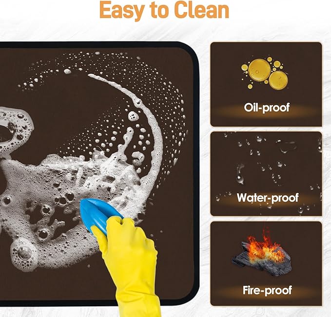 24 x 31in Fireproof Grill Mats for Outdoor Grill to Protect Your Grill Table - Heat Resistant Grill Table Mat - Waterproof & Oilproof BBQ Mat - Brown（1mm）