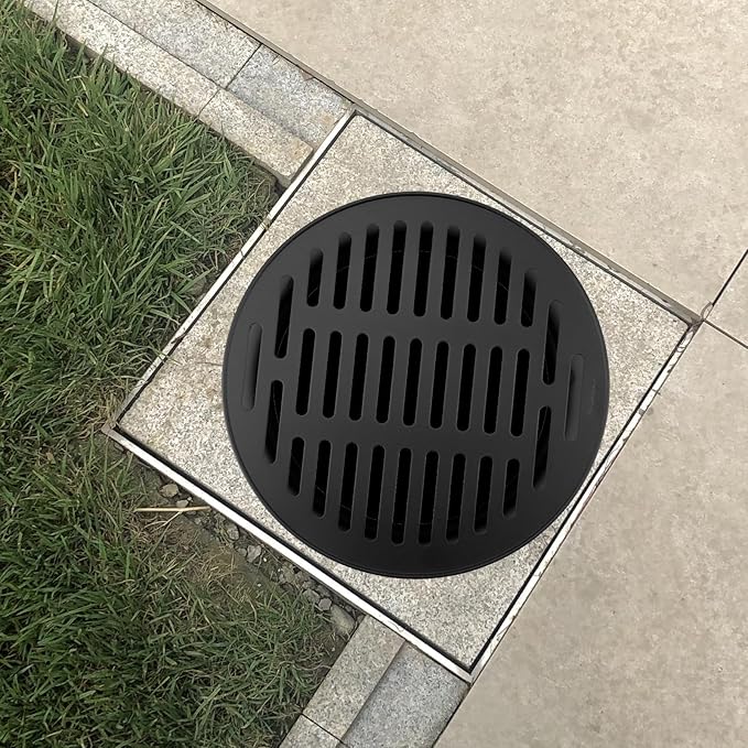 Antrader Round Floor Drain Cover,Sewer Drain Cover for Outdoor Yard Pipe Roof Balcony,7.36 Inch,Stainless Steel,1Pcs