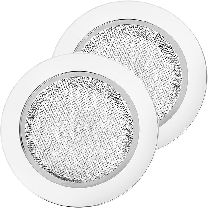 2PCS Kitchen Sink Strainer-Stainless Steel Mesh Drain Strainer,Large Wide Rim 4.5" Diameter