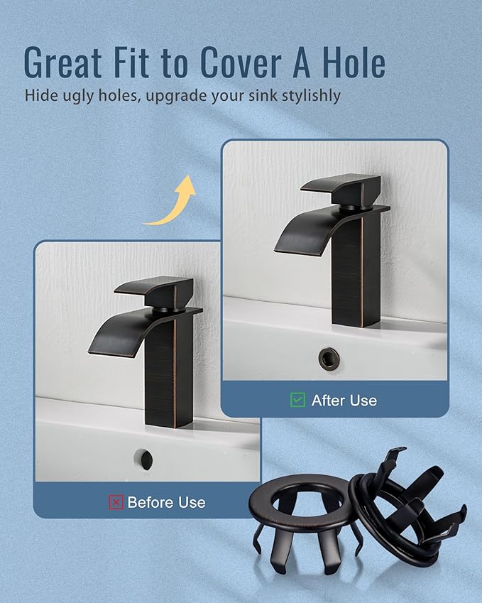 ARCORA Bathroom Sink Overflow Ring: Oil Rubbed Bronze 2 Pack Solid Brass Bathroom Vessel Sink Overflow Cover Basin Trim Ring Hole Insert Caps